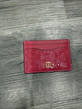Coach Glossy Raspberry Patent Card Case